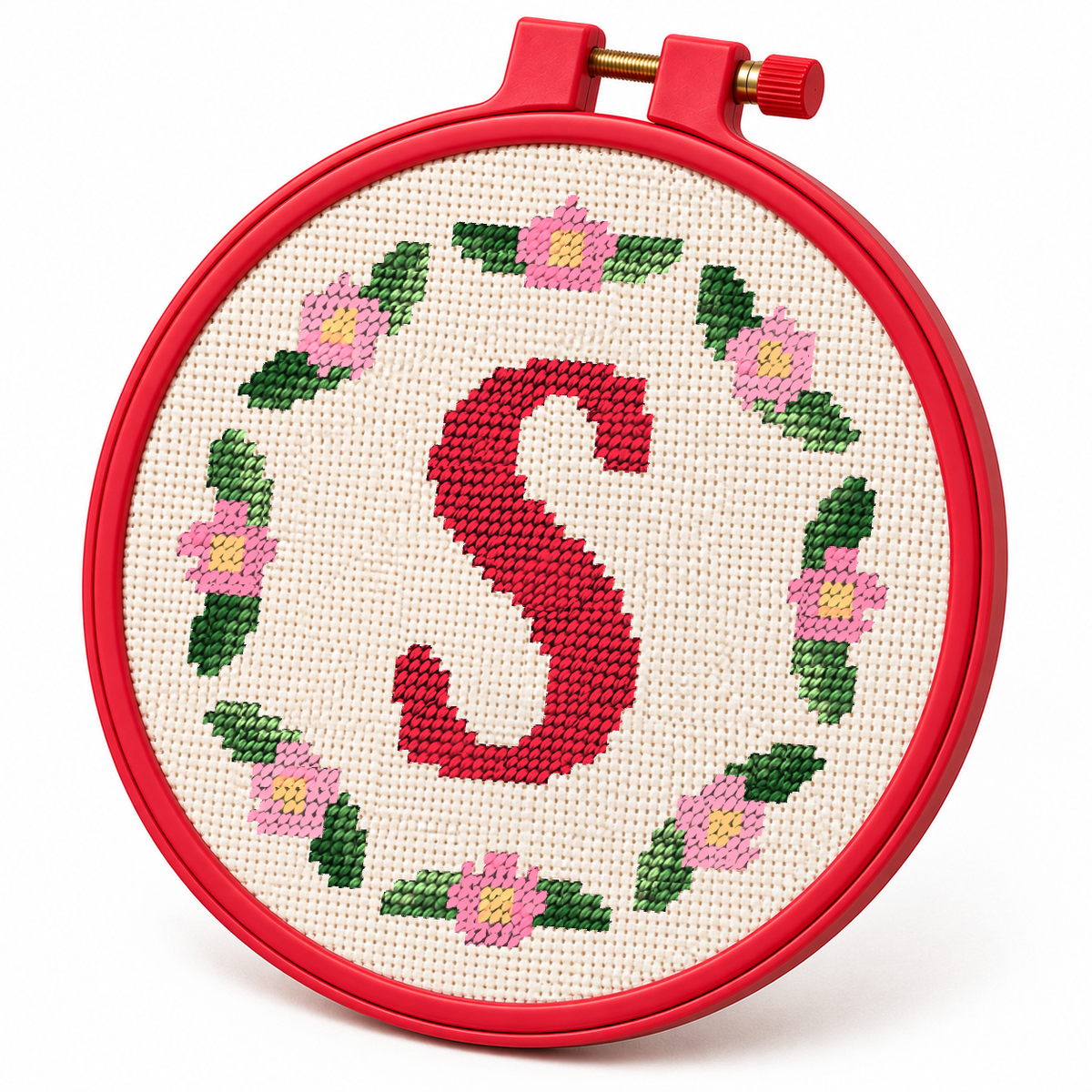 Floral Wreath Monogram – Cross Stitch Pattern & Kit