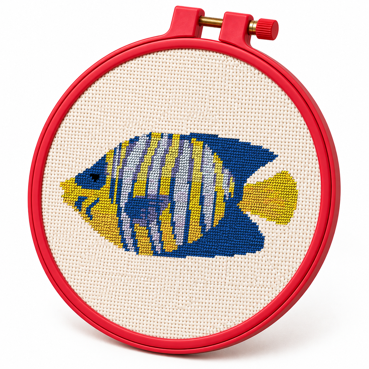 Zebra Angelfish – Cross Stitch Pattern & Kit