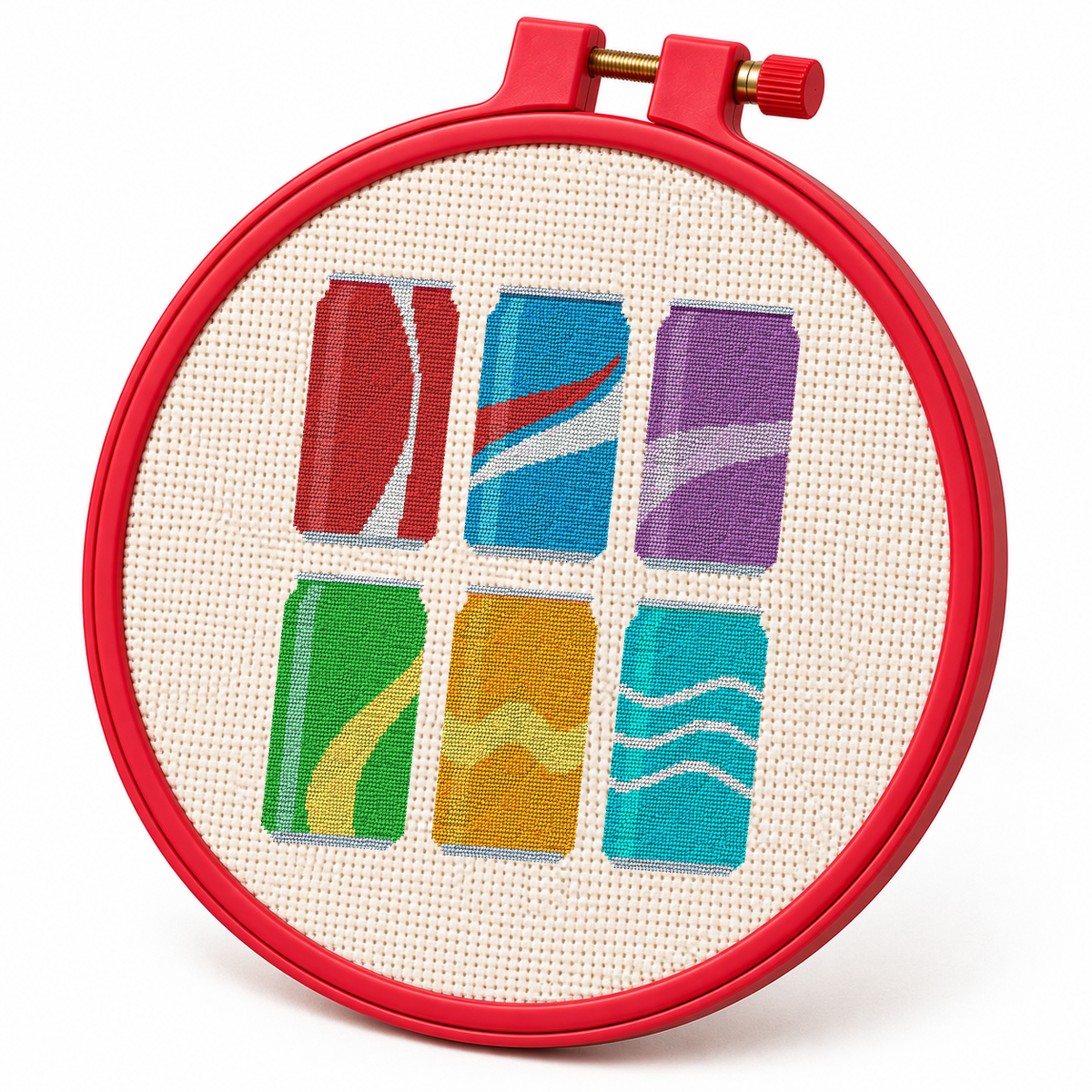 Soda Can Set – Cross Stitch Pattern & Kit